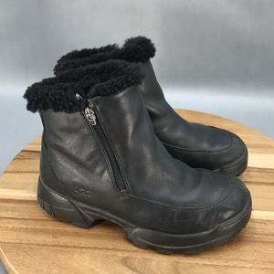 UGG Brooklyn Winter Boots Womens 8 Black Leather Zipper Ankle